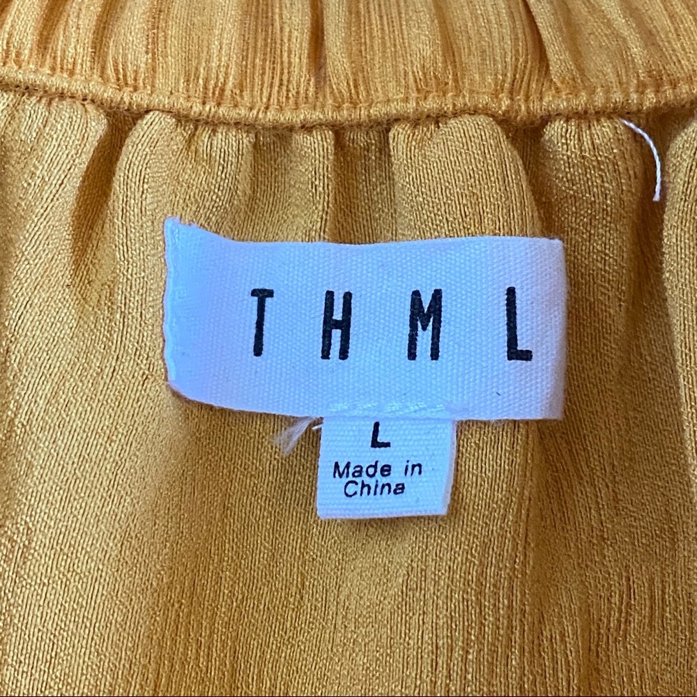 THML Mustard OTS Ruffle Pom Top - Picture 5 of 7